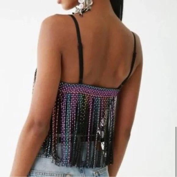 ***BRAND NEW*** Multicolor Rainbow Beaded Fringe Top - Picture 4 of 6
